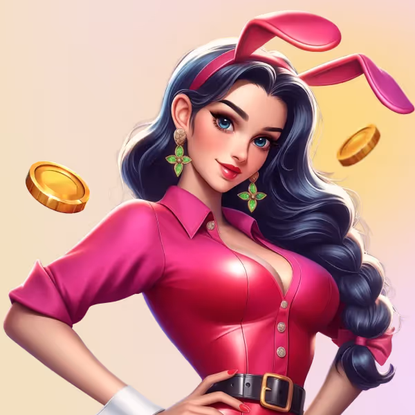 A stylish female character representing the Vipzino casino with golden coins in the background.